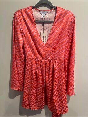 STYLECHEAT Coral Pink Polka Dot Dress